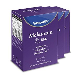 Kit 3 Melatonin P.M. Vitaminlife 60 cápsulas