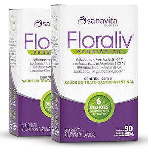 Kit 2 Floraliv Probiótico Sanavita 30 cápsulas vegetais