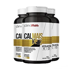 Kit 3 Calmais k2 D3 800mg Clinic Mais 90 cápsulas