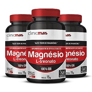 Kit 3 Magnésio L-Treonato Clinic Mais 30 cápsulas