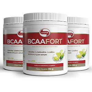 Kit 3 BCAA Fort Vitafor Vegano 210g Limão