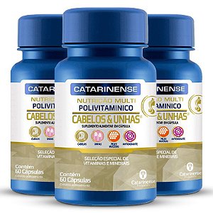 Kit 3 Polivitamínico Cabelos e Unhas Catarinense 60 Cápsulas