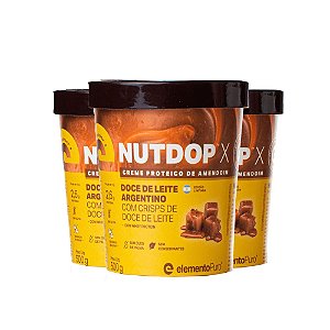 Kit 3 Nutdop Pasta de Amendoim Elemento Puro Doce de Leite Argentino 500g