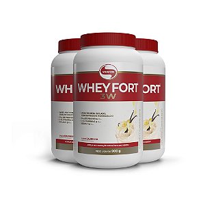 Whey Protein Vitafor Fort 3W 900g Baunilha Kit 03 Und