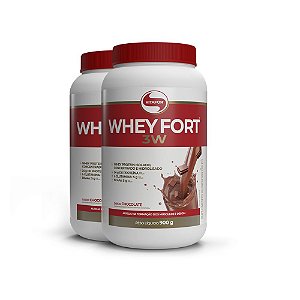 Kit 2 Whey Fort 3W Vitafor 900g Chocolate