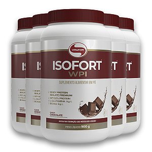 Kit 5 Isofort Vitafor Whey Protein 900g Chocolate