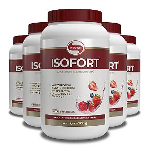 Kit 5 Whey Protein Isofort Vitafor 900g Frutas Vermelhas