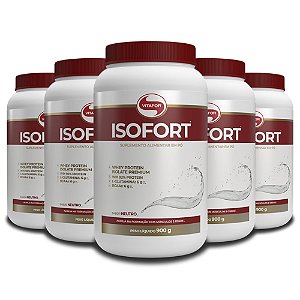 Kit 5 Whey Protein Isofort Vitafor 900g Neutro