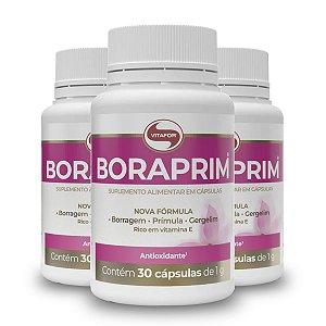 Kit 3 Óleo de Borragem e Prímula 1g Boraprim Vitafor 30 cápsulas