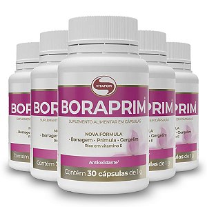 Kit 5 Óleo de Borragem e Prímula 1g Boraprim Vitafor 30 cápsulas