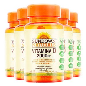 Vitamina D Sundown Naturals 2000 UI 200 Cápsulas Kit 05 Und