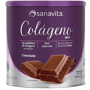 Kit 5 Colágeno Skin Hidrolisado Zero Açúcar em pó Sanavita 300g Chocolate
