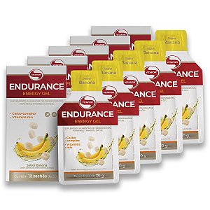 Kit 5 Endurance Energy Gel Vitafor Caixa 12 Sachês Banana