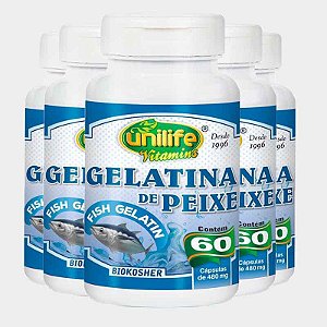 Kit 5 Gelatina de Peixe 60 cápsulas Unilife