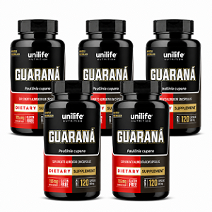 Kit 5 Guaraná Unilife 120 Cápsulas
