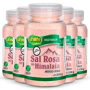 Kit 5 Sal Rosa do Himalaia Moído Fino 250g Unilife