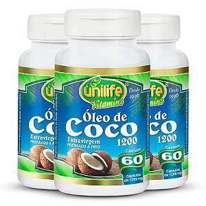 Kit 3 Óleo de Coco Extravirgem Unilife 60 Cápsulas