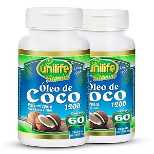 Kit 2 Óleo de Coco Extravirgem Unilife 60 Cápsulas