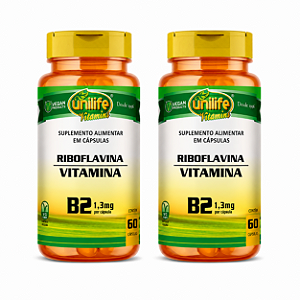 Kit 2 Vitamina B2 Riboflavina 60 cápsulas Unilife