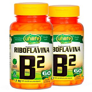 Kit 2 Vitamina B2 Riboflavina 60 cápsulas Unilife