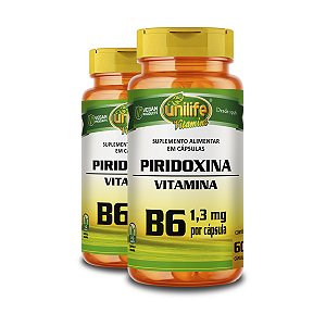 Kit 2 Vitamina B6 Piridoxina Unilife 60 Cápsulas