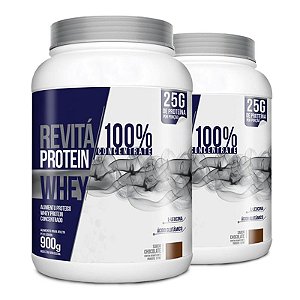 Kit 2 Whey Protein Concentrate 25g Revitá 900g Chocolate