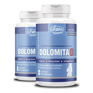 Kit 2 Dolomita com Vitamina D 60 cápsulas Unilife
