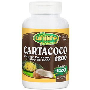 Óleo de Cártamo e Coco Cartacoco 1200mg Unilife 120 cápsulas