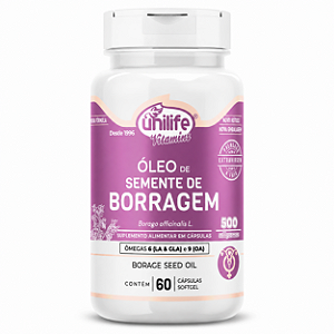 Óleo de Borragem 500mg Unilife 60 cápsulas