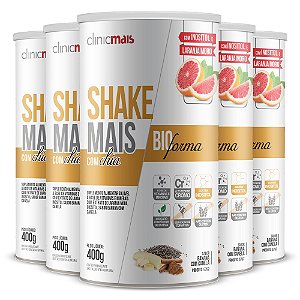 Kit 5 Shake Bioforma com Chia Clinic Mais Banana com Canela 400g