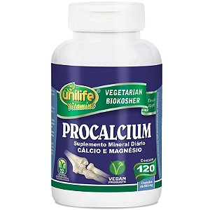 Procalcium Cálcio e Magnésio 120 cápsulas Unilife