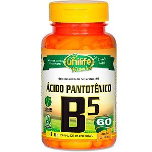 Vitamina B5 Ácido Pantotênico 60 cápsulas Unilife