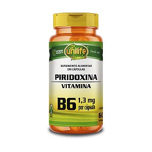 Vitamina B6 Piridoxina Unilife 60 Cápsulas