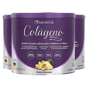 Kit 3 Colágeno Verisol Sanavita Frutas Tropicais 150g