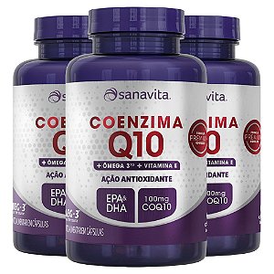 Kit 3 Coenzima Q10 + Ômega 3 Sanavita 60 cápsulas