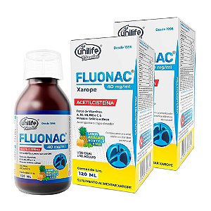 Kit 2 Fluonac Acetilcisteína Unilife sabor Abacaxi Hortelã e Mel 120 ml