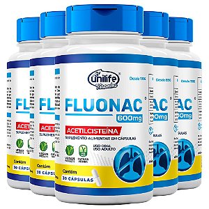 Kit 5 Fluonac Acetilcisteína Unilife 30 cápsulas
