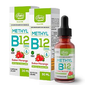 Kit 2 Vitamina B12 Methyl em gotas Unilife  sabor Morango 30 ml