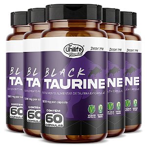 Kit 5 Taurina Black Unilife 60 cápsulas