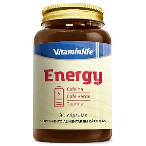 Energy Cafeína + Café Verde + Taurina Vitaminlife 30 Cápsulas