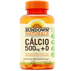 Cálcio 500mg + Vitamina D3 Sundown 100 cápsulas