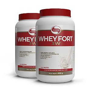 Whey Protein Vitafor Fort 3W 900g Neutro Kit 02 Und