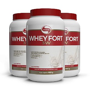 Whey Protein Vitafor Fort 3W 900g Neutro Kit 03 Und