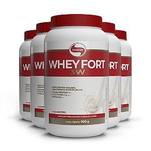 Whey Protein Vitafor Fort 3W 900g Neutro Kit 05 Und