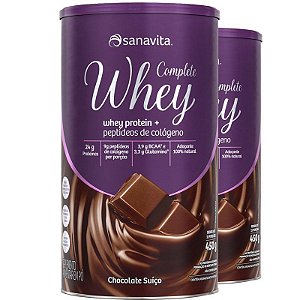 Kit 2 Complete Whey Protein da Sanavita Chocolate Suíço 450g