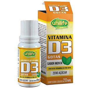 Vitamina D3 20ml Unilife em Gotas sabor Menta