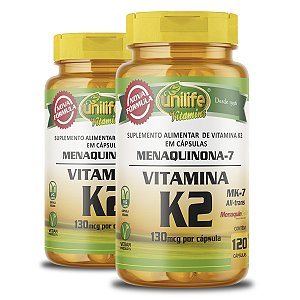 Kit 2 Vitamina K2 Menaquinona-7 Unilife 120 cápsulas
