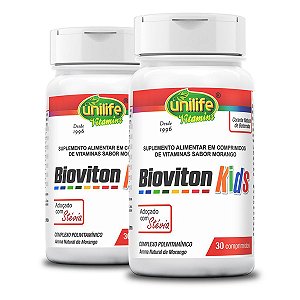 Kit 2 Bioviton Kids Polivitaminíco Unilife 30 comprimidos