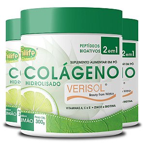 Kit 3 Colágeno Hidrolisado Verisol Unilife sabor Limão 300g