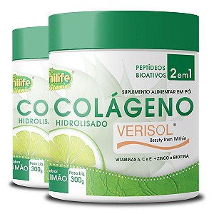 Kit 2 Colágeno Hidrolisado Verisol Unilife sabor Limão 300g